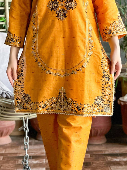 2-Piece Stitched Embroidered & Cutwork Dress Premium Quality